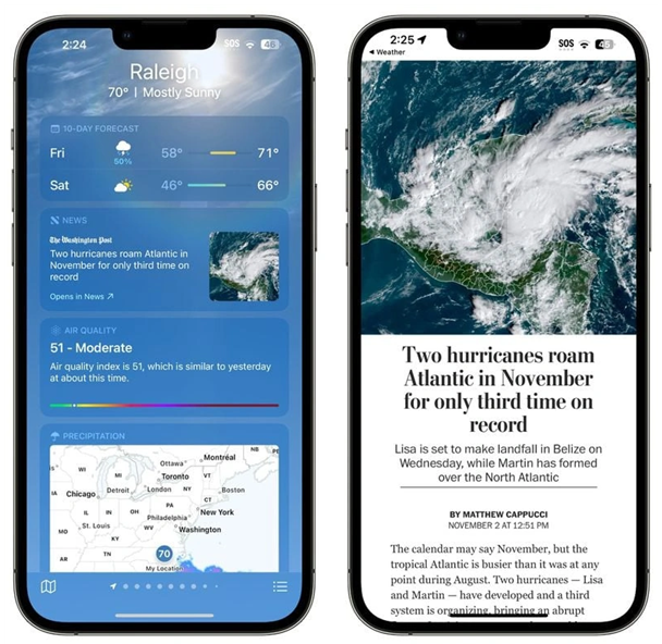 仲巴苹果14维修分享iPhone 14手机如何看天气时顺带看新闻 
