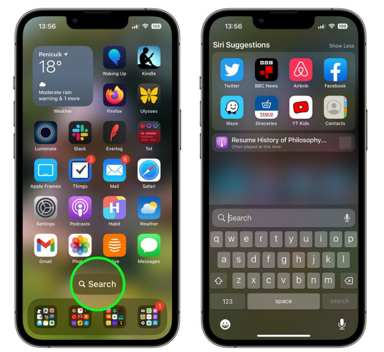 仲巴苹果手机维修分享升级到 iOS 16 后，如何删除主屏幕上的搜索按钮 