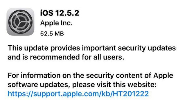 仲巴苹果手机维修分享iOS12.5.2发布，建议所有老苹果用户安装 